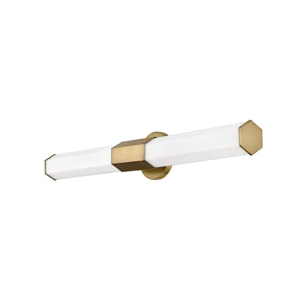 HINKLEY - Hinkley Facet 40-Watt Integrated LED 3-Light 32 in. Bath Vanity Light with Invisimount in Heritage Brass