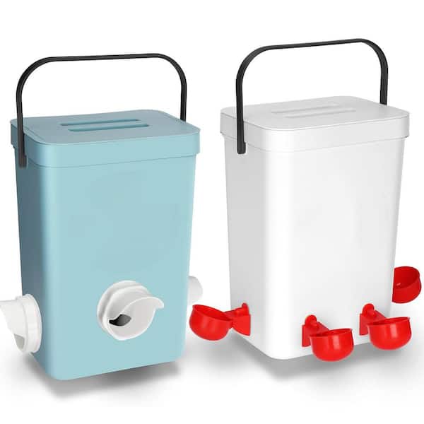 Chicken Feeder Waterer Set 17.6 in. Height 9.61 in Width 7.68in Depth PP Material Poultry Supplies No Waste Eco-Friendly