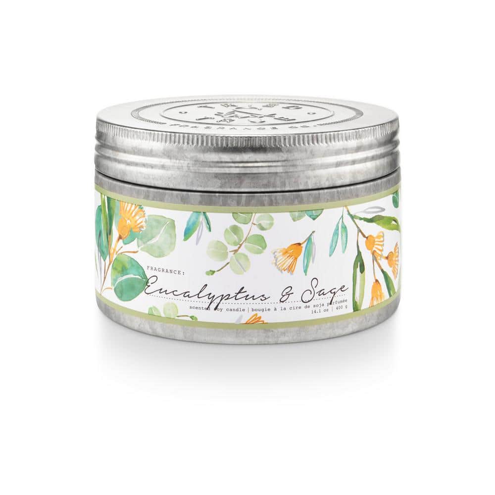 14.1 fl. oz. Eucalyptus and Sage Large Tin Scented Candle 1-Pack