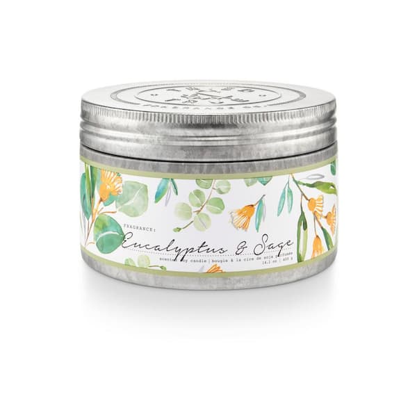 Unbranded 14.1 fl. oz. Eucalyptus and Sage Large Tin Scented Candle 1-Pack