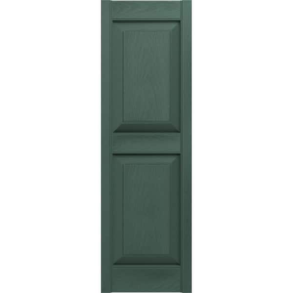 Builders Edge 14.75 in. x 80 in. Raised Panel Vinyl Exterior Shutters Pair in Forest Green