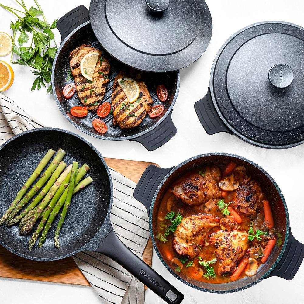 6-Piece Heavy Duty Nonstick Cast Aluminum Nesting Cookware Set