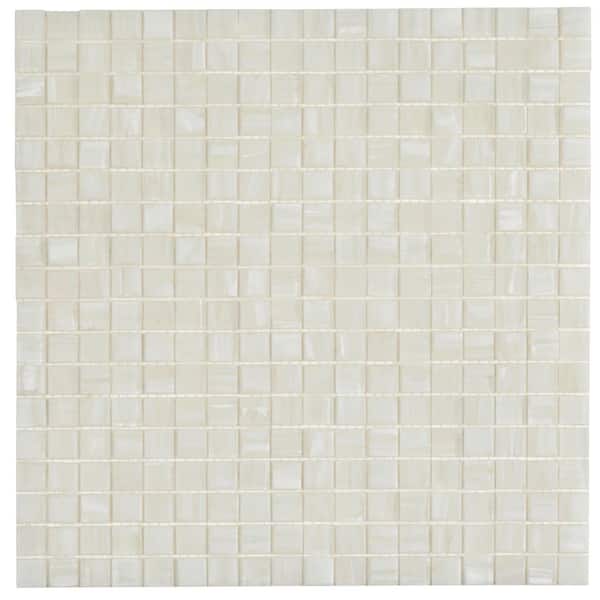 Skosh Glossy White Dove 11.6 in. x 11.6 in. Glass Mosaic Wall and Floor Tile (18.69 sq. ft./case) (20-pack)