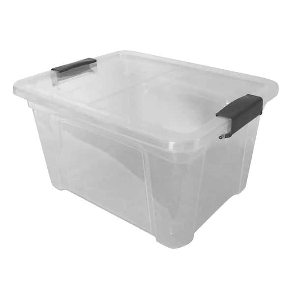 Modern Homes 4.75 Gal. Storage Box in Clear Bin with Grey Handles with Cover
