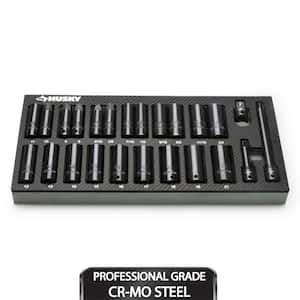 3/8 in. Drive SAE/Metric Deep Impact Socket Set in EVA Foam (24-Pieces)