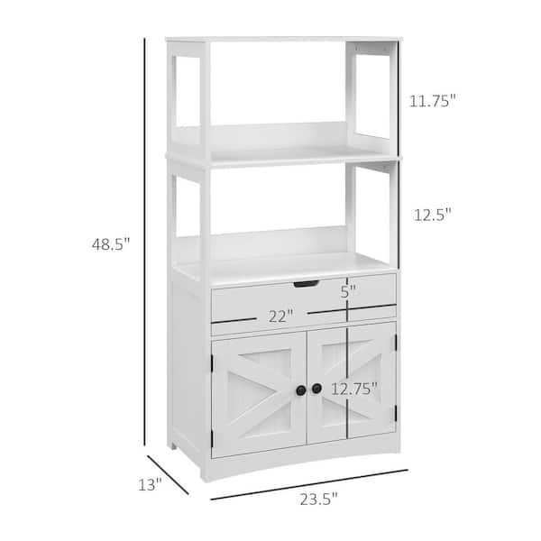 kleankin 23.5 in. W x 13in. D x 48.5 in. H White MDF Freestanding Linen Cabinet with Drawer in White