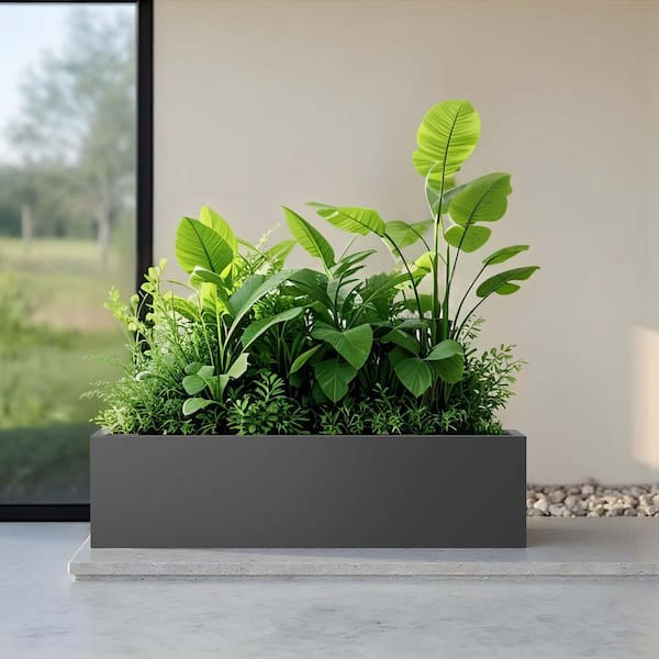 Unbranded Large Metal Rectangular Planter with Drainage Holes for  Indoor/Outdoor Use, Perfect for Flowers, or Shrubs W3077P276884Q