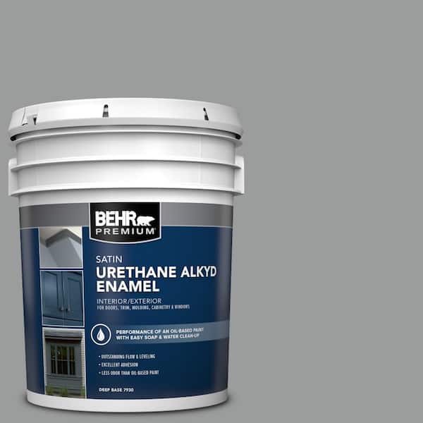 BEHR PREMIUM 5 gal. #AE-51 Coast Guard Gray Urethane Alkyd Satin Enamel Interior/Exterior Paint