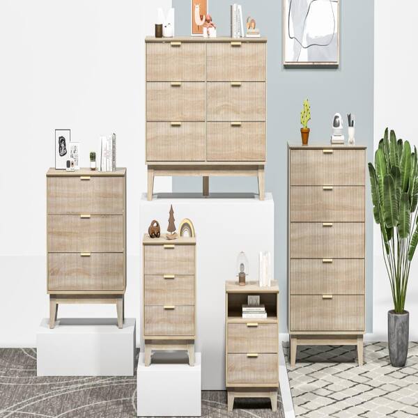 ribbed dresser Granville Modern Double Wide Dresser with Glam Vertical Ribbed Drawers