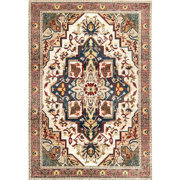 nuLOOM Regal Border Medallion Blue 5 ft. x 8 ft. Area Rug