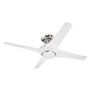 Cam 54 in. Indoor White/Nickel Ceiling Fan and Integrated LED Light, Smart Wi-Fi Enabled Remote with Voice Activation