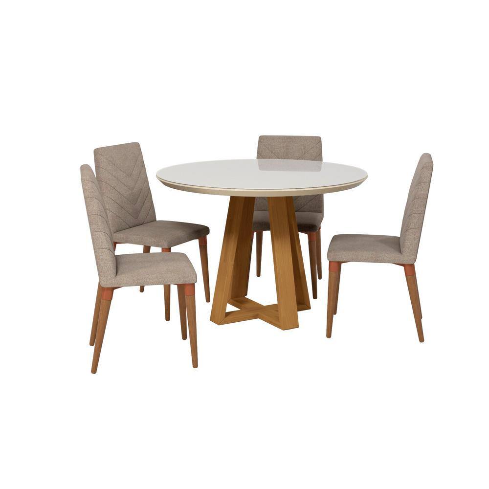 Luxor Rochelle 45.27 in. 5-Piece Off White And Grey Round Dining Table ...