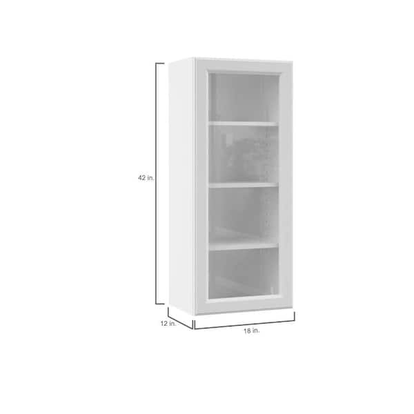 Hampton Bay Designer Series Elgin Assembled 30x36x12 in. Wall Kitchen Cabinet with Glass Doors in White