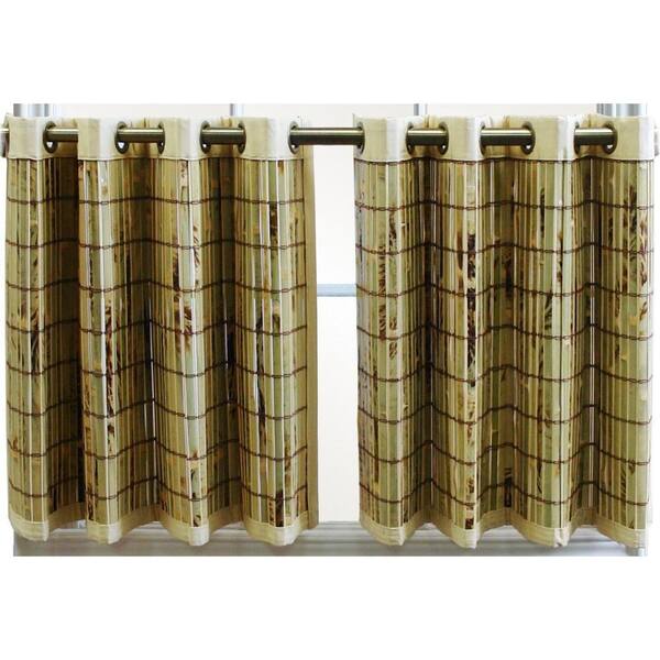 Versailles Home Fashions Semi-Opaque Green Bamboo Grommet Tiers-DISCONTINUED