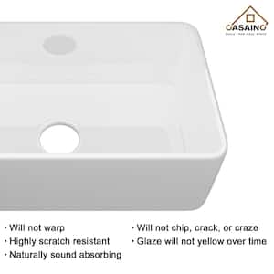White Fireclay 36 in. Single Bowl Farmhouse Apron Kitchen Sink with Sprayer Kitchen Faucet and Accessories