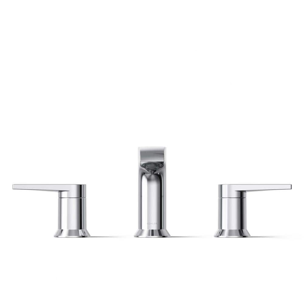 Polished Chrome Minimalist Widespread Bathroom Faucet with Pop-Up Drain