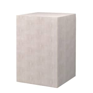 14 in. Beige Square Wood End Table with Faux Shagreen Accent