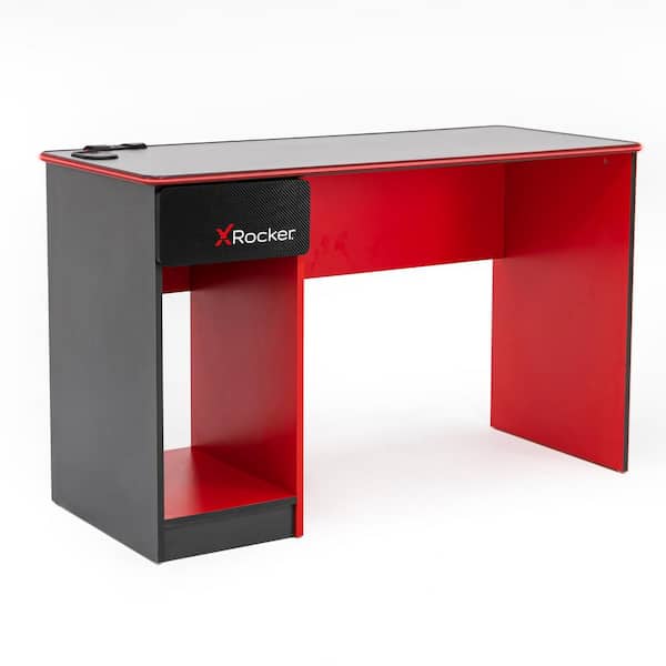Carbon-Tek Gaming Desk with LED, Gray/Red, 20.63 in.