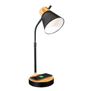 25 in. Black Wireless Charging LED Table Lamp