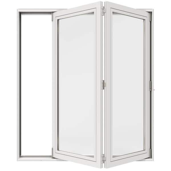 JELD-WEN F-2500 Folding 72 in. x 80 in. Right-Hand Low-E Primed Fiberglass Double Prehung Patio Door Kit with Retractable Screen