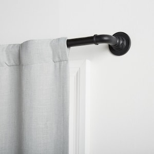 Hyde 66 in. - 120 in. Adjustable Length 1 in. Single Wrap Around Curtain Rod Kit in Matte Black