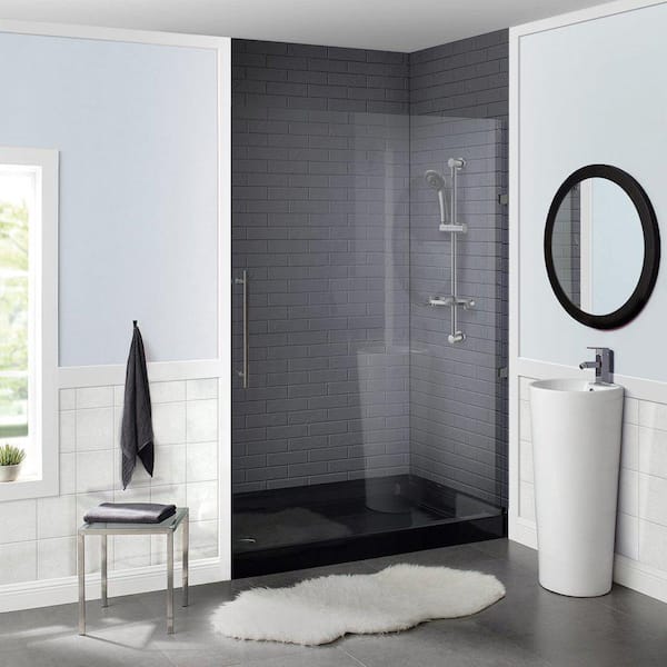 Voltaire 60 in. x 36 in. Acrylic Single-Threshold Left Drain Shower Base in Black