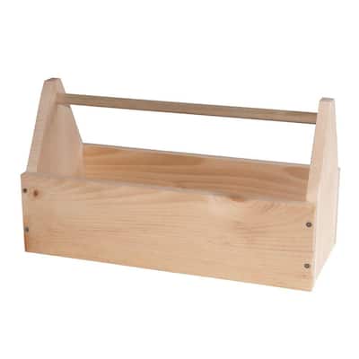 8.25 In. Unfinished Wood Large Tool Box or Garden Tote Kit