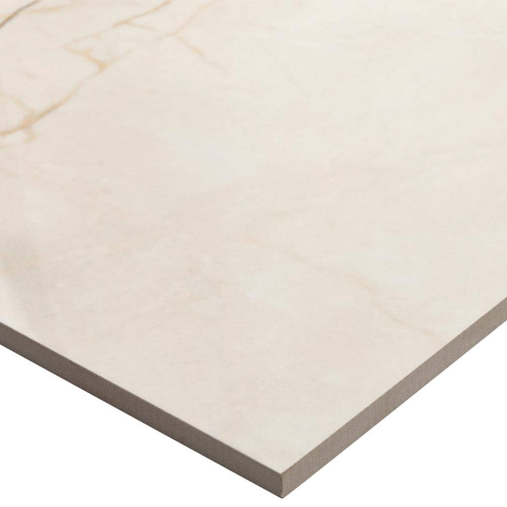 Grace 24" x 24" Polished Beige Porcelain Marble Look Tile