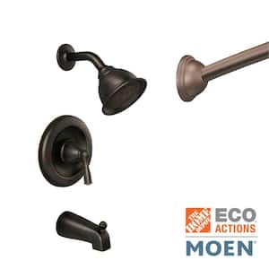 Banbury Single-Handle 1-Spray 1.75 GPM Tub Shower Faucet w/ Curved Shower Rod in Mediterranean Bronze(Valve Included)