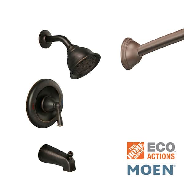 MOEN Banbury Single-Handle 1-Spray 1.75 GPM Tub Shower Faucet w/ Curved Shower Rod in Mediterranean Bronze(Valve Included)