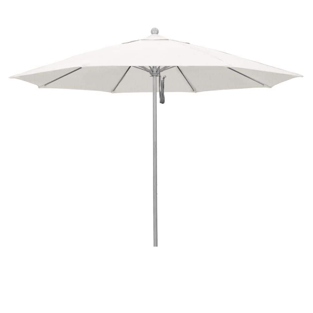 11 ft. Grey Woodgrain Aluminum Market Patio Umbrella with Fiberglass Ribs Pulley Lift in White Olefin price history on PriceWatchPro