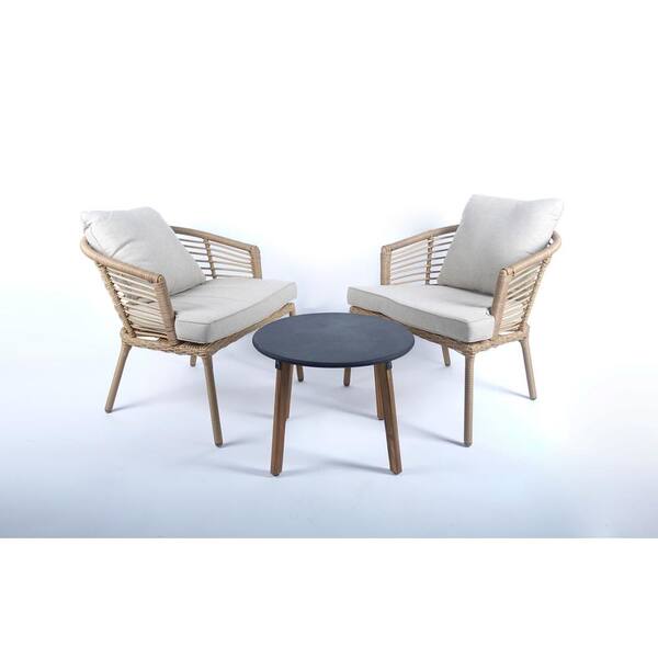 Unbranded Renava Salermo 3-Piece Aluminum Round Outdoor Bistro Set with White Cushions