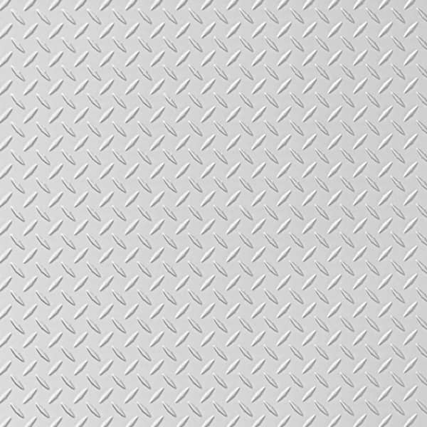 FROM PLAIN TO BEAUTIFUL IN HOURS Diamond Plate Gloss White Paintable 4 ft. x 8 ft. Faux Tin Glue-Up Wainscoting Panels (5-Pack) (160 sq. ft./Case)