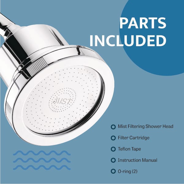Mist Chrome Shower Filter, With 2 Filter Cartridges 15 Stage Filtration  System Removes Bacteria and Bad Odor, Easy to Install MSS083 - The Home  Depot