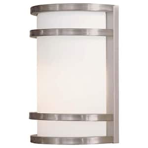 Bay View 1-Light Brushed Stainless Steel Outdoor Wall Lantern Sconce