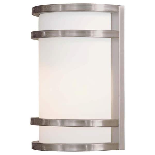 the great outdoors by Minka Lavery Bay View 1-Light Brushed Stainless Steel Outdoor Wall Lantern Sconce