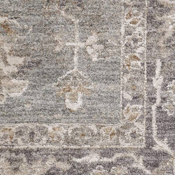 5 ft. x 8 ft. Blue Floral Power Loom Distressed Area Rug