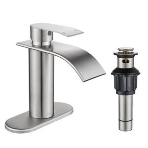 Single-Handle 1 or 3 Hole Waterfall Bathroom Faucet Bathroom Sink Faucet Matte Black