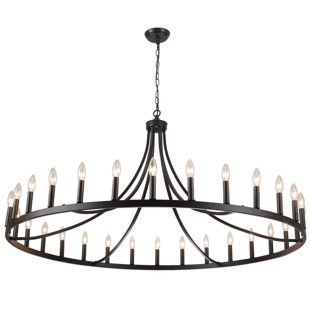 30-Light Black Candlestick Farmhouse Linear Wagon Wheel Large Chandelier Lighting for Kitchen Island price history on PriceWatchPro