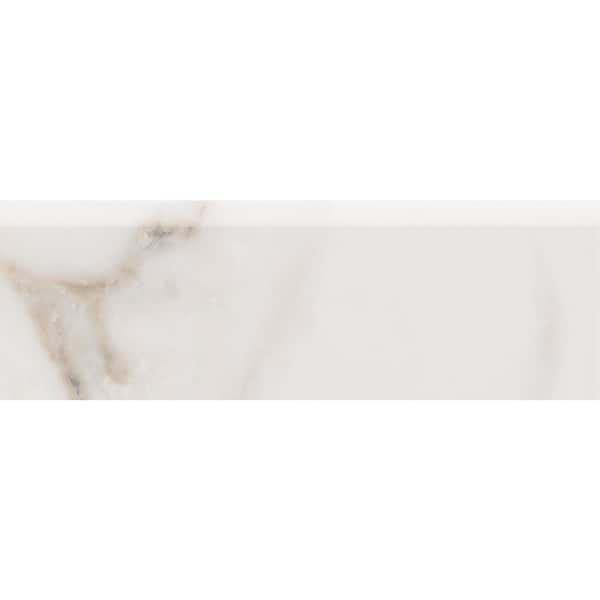 Florida Tile Home Collection Michelangelo White Glossy 3 in. x 9 in. Ceramic Wall Bullnose Tile (3.44 sq. ft./Case)