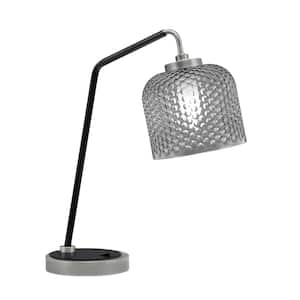 Delgado 16.5 in. Graphite and Matte Black Piano Desk Lamp with Smoke Textured Glass