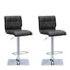 CorLiving Adjustable Height Black Bonded Leather Swivel Bar Stool (Set ...