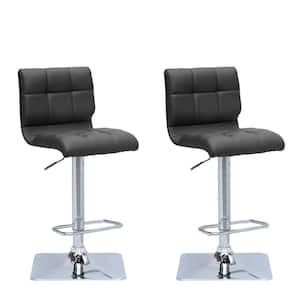 Adjustable Height Black Bonded Leather Swivel Bar Stool (Set of 2)