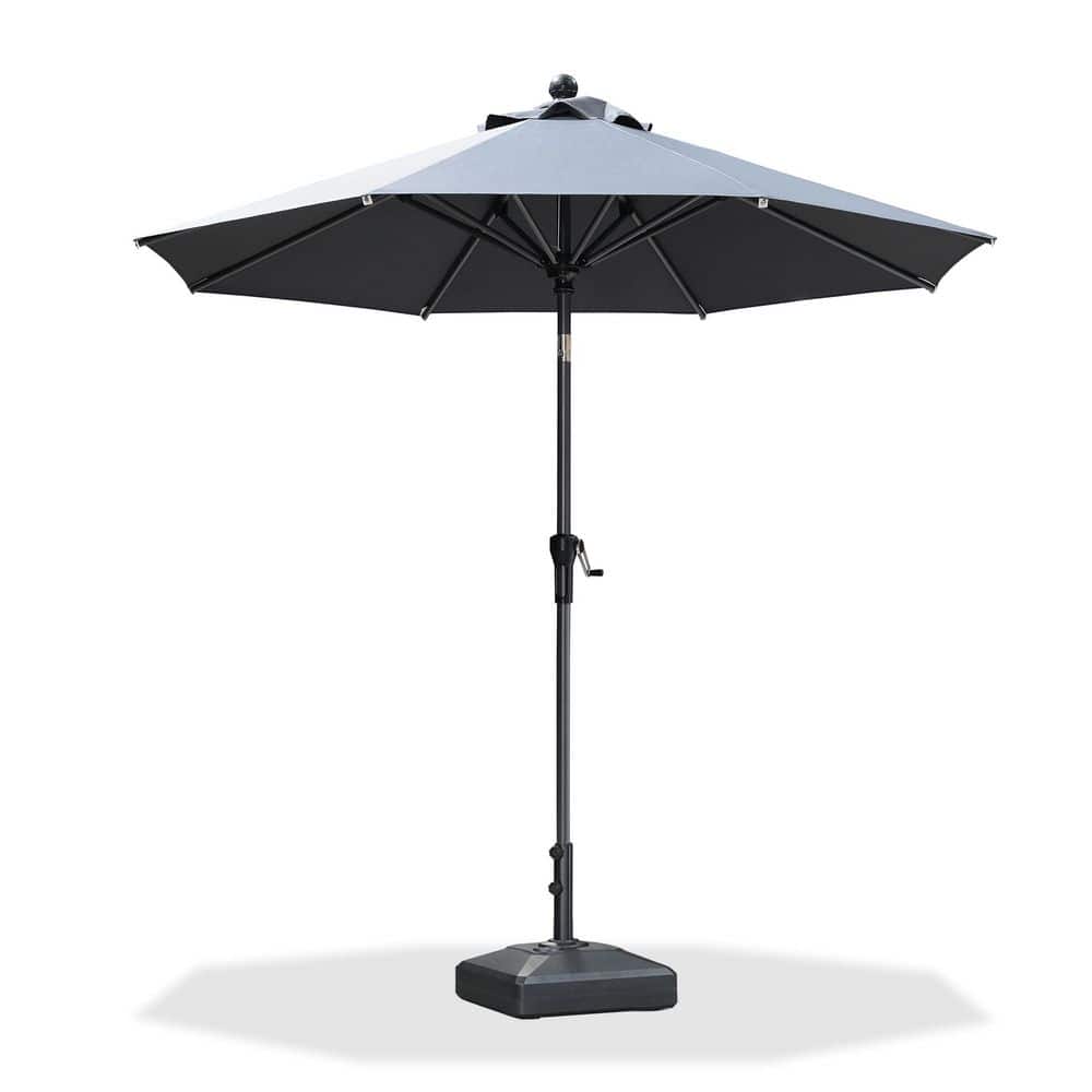 PURPLE LEAF 8 ft. Octagon Aluminum Auto-Tilt Outdoor Market Patio Umbrella with Base in Gray ZP03MLZXR08GY