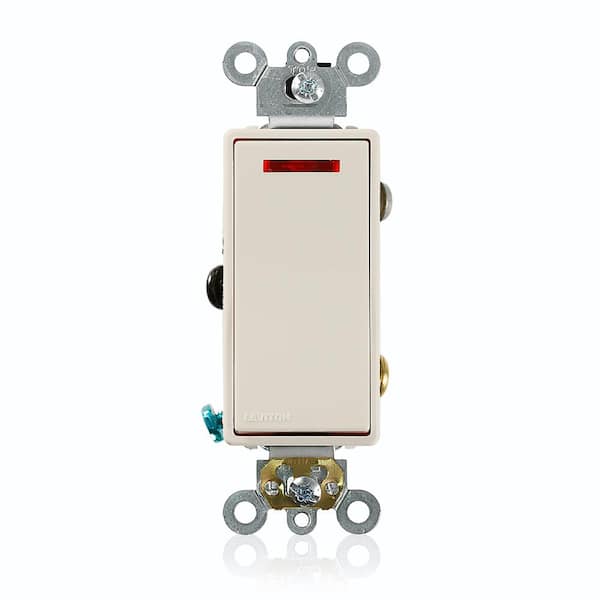 Leviton 20 Amp Decora Plus Commercial Grade Single Pole Rocker Switch with Pilot Light, Light Almond 5628-2T