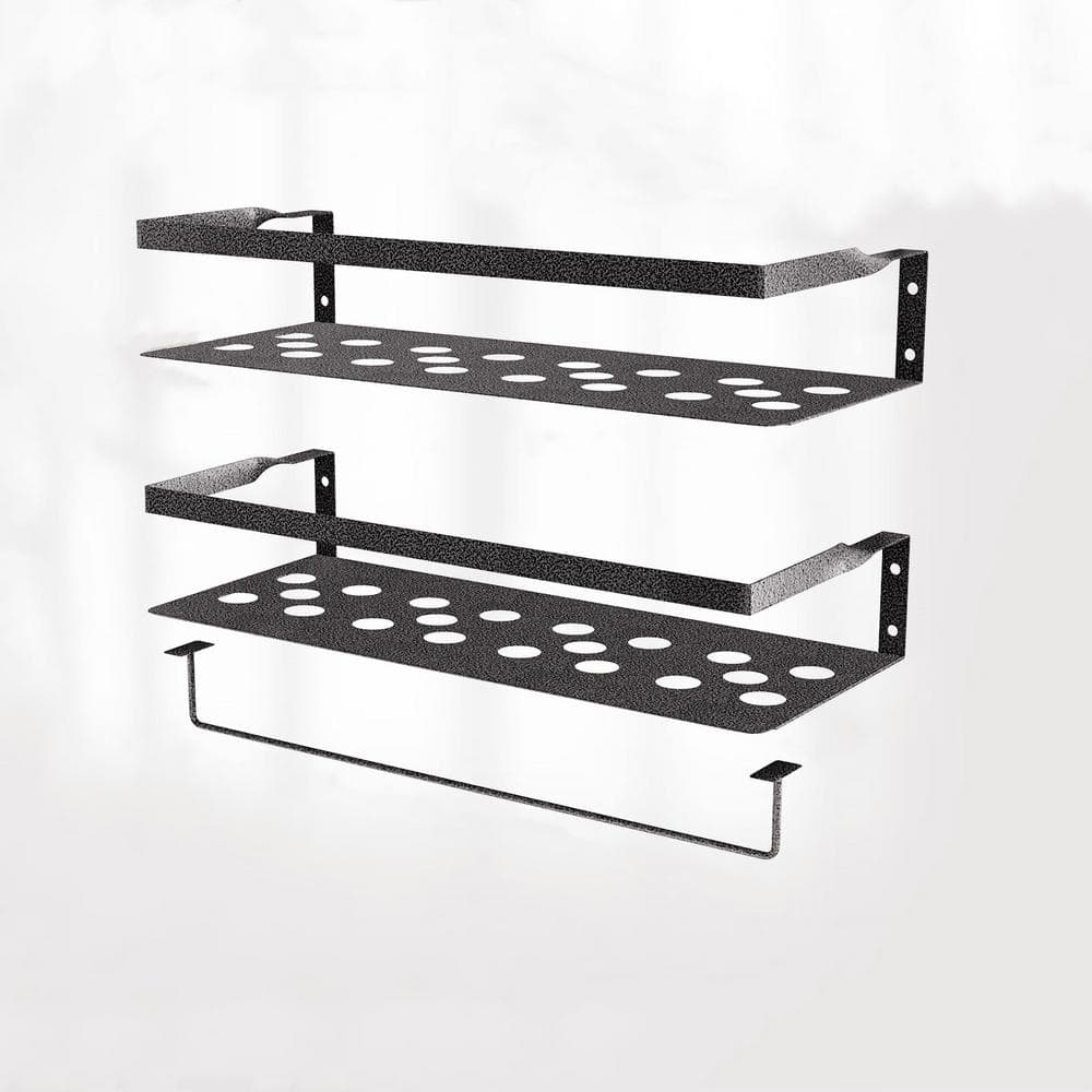 15.7 in. W x 5.9 in. D Black Floating Decorative Wall Shelf, Set of 2