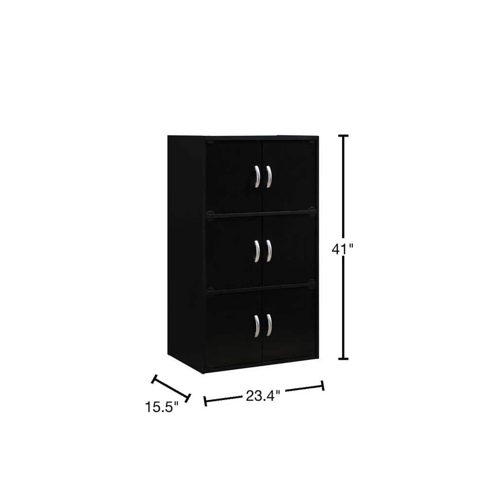 Kids' Playtime Black Wood 6-Door Storage Cabinet with Cubes