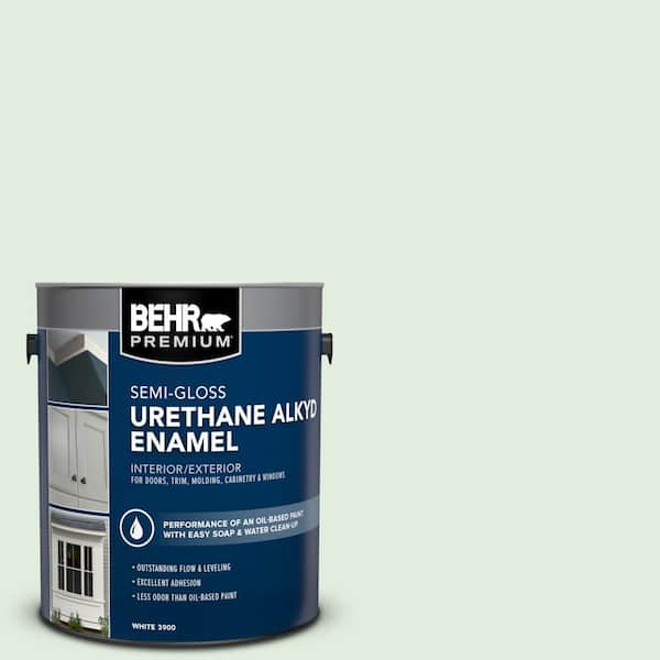 BEHR PREMIUM 1 gal. #M400-1 Establish Mint Urethane Alkyd Semi-Gloss Enamel Interior/Exterior Paint