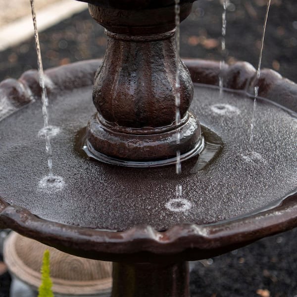 52 in. Tall 3-Tier Freestanding Waterfall Fountain, Outdoor Garden, Yard, Lawn, Porch Decor, Brown