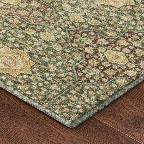 Mayfield Premium Machine Washable Abstract AMF2566 Olive 9 ft. x 12 ft. Area Rug